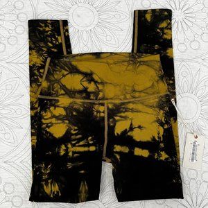 GOOD AMERICAN Tie Dye Leggings sz 1/2 Golden Olive mustard/black